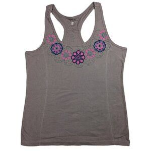 Old Navy do a little yoga Beige Racerback Tank with Pink Flowers Size XL